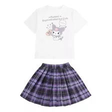 Conjunto De Falda Plisada Cosplay Kuromi Jk Para Niños