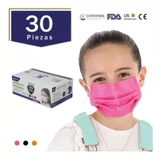 Cubrebocas Hokins Caja 30pz Para Niña Termosellado Tricapa