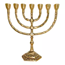 Frete Grátis! Candelabro Menorá Em Bronze 28cm (polido)