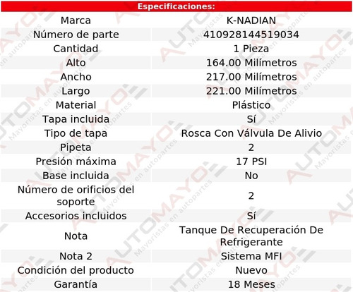 Deposito Anticongelante K-nadian Forenza L4 2.0l 04-08 Foto 3