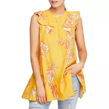 Blusa Tipo Túnica Floral De Free People Talla L Amarillo