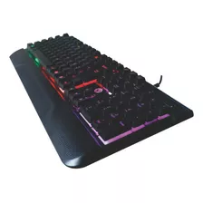 Teclado Usb Gamer Semi Mecânico Preto Com Iluminação Rainbow Idioma Português Brasil Cor De Teclado Preto