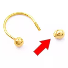 Bolinha Para Piercing Ferradura Em Ouro 18k Cor Amarelo