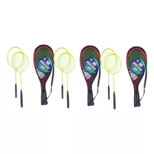 Combo 4 Raquetas Badminton 2 Volantes Accesorios Cancha