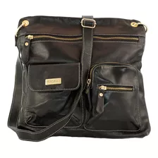 Bolsa Transversal Artesanal Classica Couro Legitimo Feminino Acambamento Dos Ferragens Ouro Cor Preto Correia De Ombro Preto Desenho Do Tecido Liso