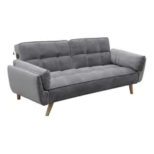 Sofa Cama Futon Living 3 Cuerpos Pana Patas Madera - Oslo