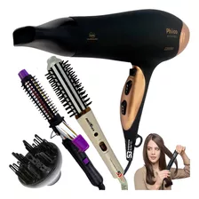 Secador De Cabelo 2100w Difusor Modelador E Escova Alisadora