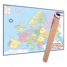 Mapa Europa Politico Rodoviário Escolar 120 X 90 Cm Enrolado Enviado Em Tubo ( Sem Dobras Ou Marcas) Atualizado