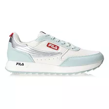 Tênis Feminino Retro Flag Fila Cor Verde Mar /branco/prata Desenho Do Tecido Liso Tamanho 34