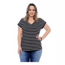 Blusa Listrada Verão Tendencia 2018 Plus Size Veste 40 Ao 56