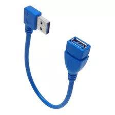 Cabo Extensão Usb 3.0 Macho Femea Em L 90° 24cm Azul Tv