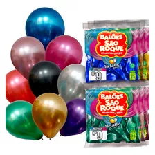 Balão Latex Redondo Metalico Cromado Nº09 25 Unidades