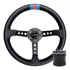 Volante Esportivo Lowv Martini Couro Haste Preta 9 Furos