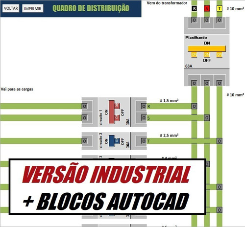 Planilha Projeto Elétrico Industrial + Blocos Autocad