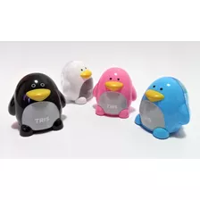 Pack 3 Sacapuntas Pingüino Con Deposito Colores Surtidos 