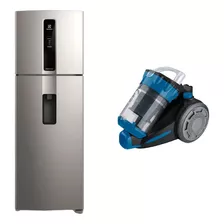 Combo Refrigerador Top Freezer Inox Look 389l Iw43s + Aspir