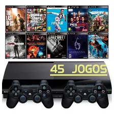 Ps3 Super Slim + 2 Controles + Gta5 + Fifa 19 + Far Cry 4