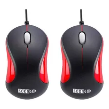 Mouse Soongo Con Cable/negro Rojo 2 Und