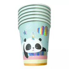 Vaso Polipapel Panda X6 Unidades Color Celeste