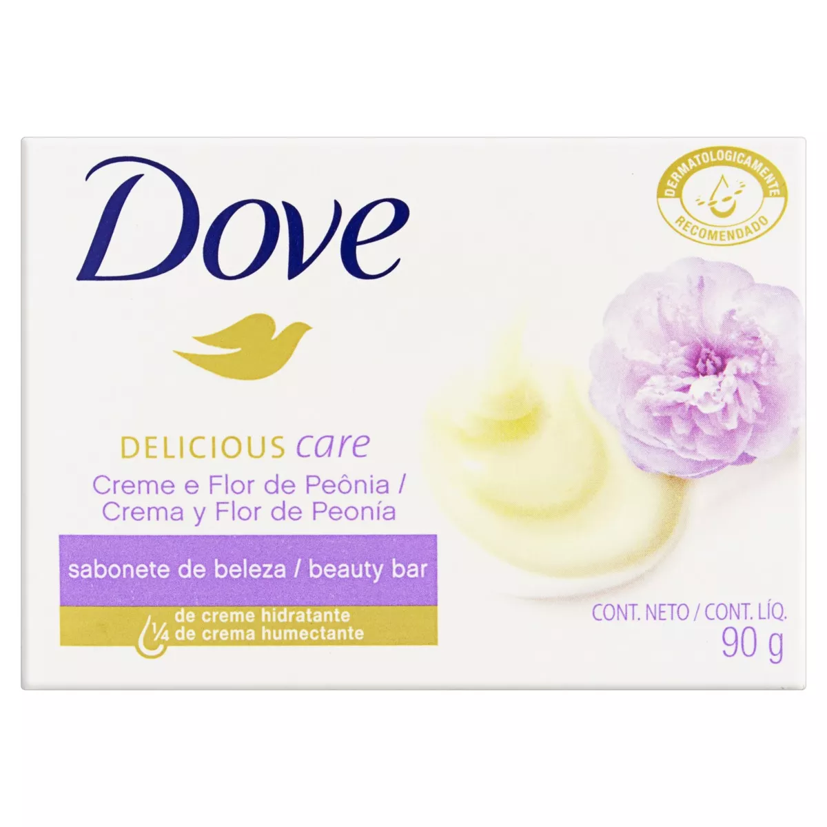 Sabão Em Barra Dove Creme E Flor De Peônia Delicious Care De 90 G
