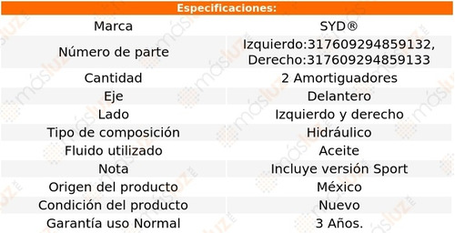 2- Amortiguadores Hidrulicos Delanteros Santa Fe 13/18 Syd Foto 2