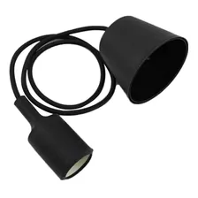 Socket Negro E27 Estandar Con Cable Textil 90cm De Silicon