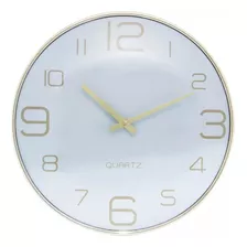 Relógio De Parede Chronos Branco Com Dourado 30,5x4cm - Lyor