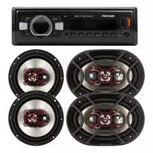 Auto Rádio Bluetooth Mp3 + Kit 4 Alto Falantes Bravox Top