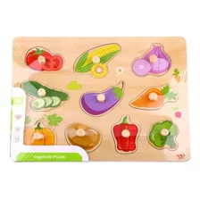 Rompecabezas Encastre Vegetales Pieza Madera Tooky Toy Ft691