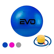 Bola De Pilates Yoga Funcional Fitness 55cm C/ Bomba Evo Cor Azul