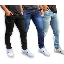 Kit 3 Calça Jeans Masculina Com Elástano Skinny Da Fábrica