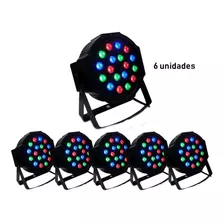 6x Canhão Refletor Led 18 Leds Rgb Bivolt Dmx Strobo Digital