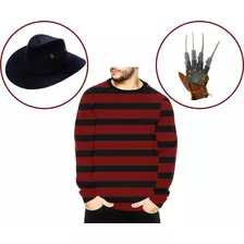 Fantasia Freddy Krueger Camiseta Luva E Chapéu