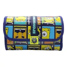 Cartuchera Escolar Bob Esponja Desplegable Color Azul Liso