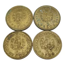 4 Moedas Amarelas De 5 Pesos Do Uruguai Moeda Aliança