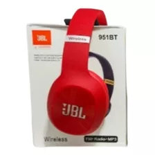 Fone De Ouvido Headphone 951bt Rádio Fm Mp3 Fone Sem Fio Sd Cor Vermelho