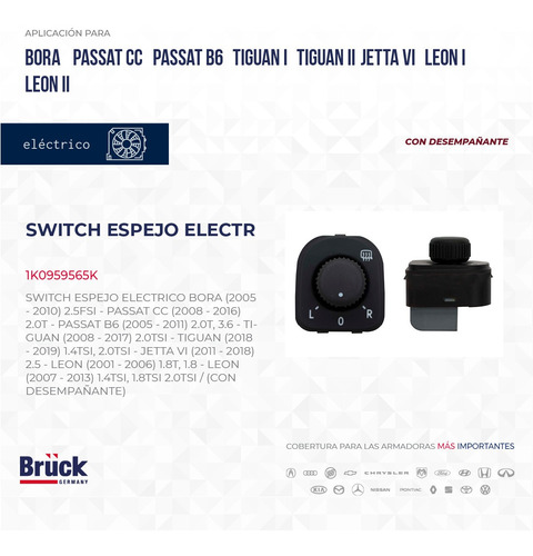 Switch Boton Espejo Electrico Vw Cc 2014 2.0 Foto 3