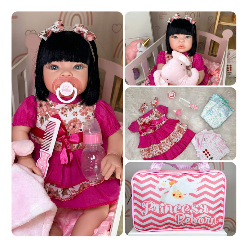 Boneca Bebê Reborn 100% Silicone 23 Itens Bolsa Maternidade - Princesa  Reborn