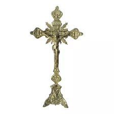 Crucifixo Cruz Bronze Mesa Altar Igreja Peça Sacra Rústico 