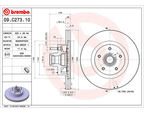 (1) Disco Freno Vent Del Izq/der Explorer Sport 01/03 Brembo Foto 2