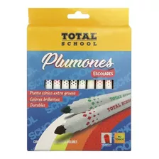 Plumones Escolares Total Sc 12 Colores Mayoreo 3 Pack