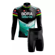 Conjunto Camisa Manga Longa E Bermuda Ciclismo Bora