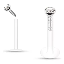 (1 Peça) Labret Haste Bioflex Topo Titânio 6mm 8mm 10mm