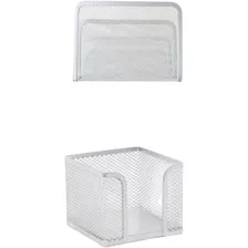 Set Porta Carta Y Porta Taco Metal Mesh Blanco 