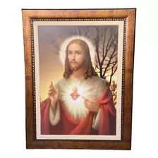 Quadro Decorativo Sagrado Coração De Jesus P/ Parede 66x76cm