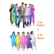 Capa Impermeable Portátil Tipo Gabardina Para Lluvia 4 Pzs.