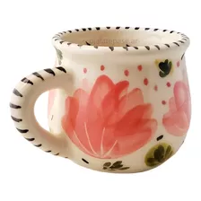 Taza De Cerámica Flores Pintada A Mano