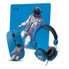 Pack 3 En 1 Stf Mouse Audifono Mouse Pad Astronauta