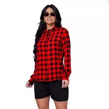 Camisa Blusa Manga Longa Estampa Xadrez Junina Inverno Frio