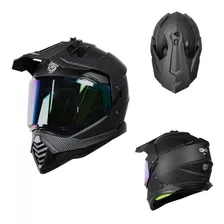 Casco Moto Cross Negro Kov Onix Carbón Certificación Dot Tamaño Del Casco L